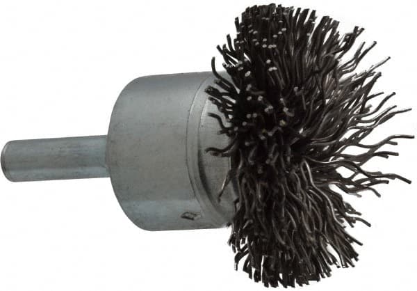 Osborn - 1-1/2" Brush Diam, Crimped, End Brush - 1/4" Diam Shank, 15,000 Max RPM - Makers Industrial Supply