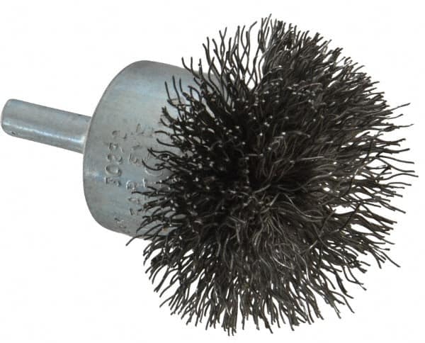 Osborn - 2" Brush Diam, Crimped, End Brush - 1/4" Diam Shank, 15,000 Max RPM - Makers Industrial Supply