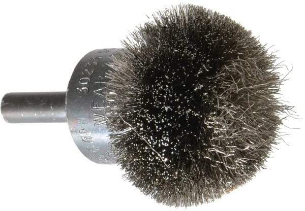 Osborn - 1-1/2" Brush Diam, Crimped, End Brush - 1/4" Diam Shank, 15,000 Max RPM - Makers Industrial Supply