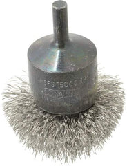 Osborn - 2" Brush Diam, Crimped, End Brush - 1/4" Diam Shank, 15,000 Max RPM - Makers Industrial Supply