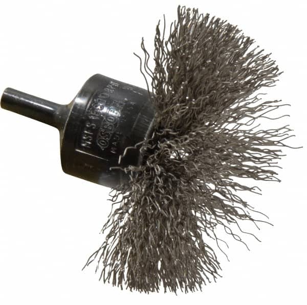 Osborn - 3" Brush Diam, Crimped, End Brush - 1/4" Diam Shank, 15,000 Max RPM - Makers Industrial Supply