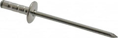 RivetKing - Size 43-44 Large Flange Head Aluminum Multi Grip Blind Rivet - Steel Mandrel, 0.156" to 1/4" Grip, 3/8" Head Diam, 0.129" to 0.133" Hole Diam, 1/2" Length Under Head, 1/8" Body Diam - Makers Industrial Supply