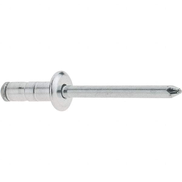 RivetKing - Size 52-54 Large Flange Head Aluminum Multi Grip Blind Rivet - Steel Mandrel, 0.047" to 0.276" Grip, 1/2" Head Diam, 0.16" to 0.164" Hole Diam, 0.512" Length Under Head, 5/32" Body Diam - Makers Industrial Supply