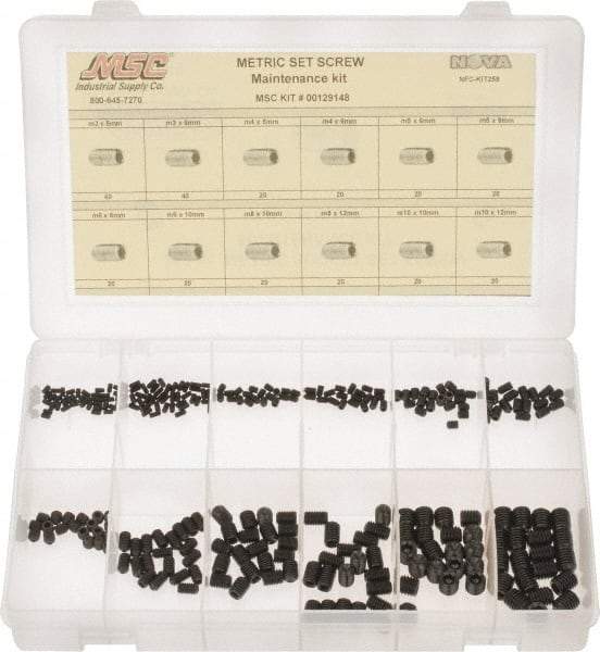 Value Collection - 280 Piece, M3 to M10, Alloy Steel Set Screw Assortment - Socket Cap Head, Hex Socket Drive, 5 to 12mm Long - Makers Industrial Supply