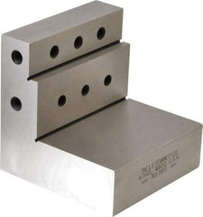 Starrett - 3" Wide x 3" Deep x 3" High Steel Precision-Ground Angle Plate - Stepped Plate, Machined Holes on Surface, Open End, Single Plate - Makers Industrial Supply