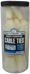 Thomas & Betts - 4 to 11 Inch Range, White Cable Ties - 3 Inch Bundle Diameter, 18, 40 and 50 Lb. Strength, Nylon - Makers Industrial Supply