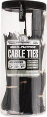 Thomas & Betts - 4 to 11 Inch Range, Black Cable Ties - 3 Inch Bundle Diameter, 18, 40 and 50 Lb. Strength, Nylon - Makers Industrial Supply