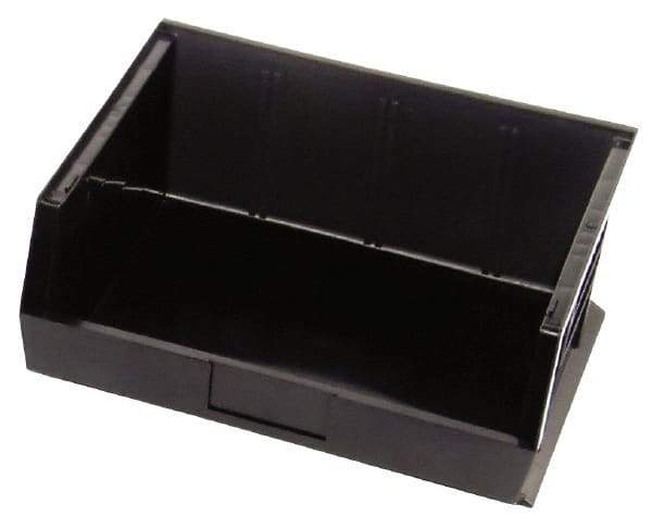 Quantum Storage - 75 Lb. Load Capacity, 14-3/4" Deep, Black Polypropylene Hopper Stacking Bin - 7" High x 16-1/2" Wide x 14-3/4" Long - Makers Industrial Supply