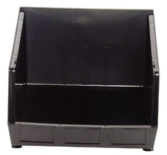 Quantum Storage - 75 Lb. Load Capacity, 18" Deep, Black Polypropylene Hopper Stacking Bin - 11" High x 16-1/2" Wide x 18" Long - Makers Industrial Supply