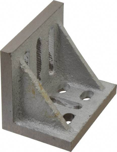 Interstate - 3-1/2" Wide x 2-1/2" Deep x 3" High Cast Iron Partially Machined Angle Plate - Slotted Plate, Through-Slots on Surface, Webbed, Single Plate - Makers Industrial Supply