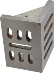 Interstate - 4-1/2" Wide x 3" Deep x 3-1/2" High Cast Iron Partially Machined Angle Plate - Slotted Plate, Through-Slots on Surface, Webbed, Single Plate - Makers Industrial Supply