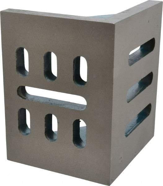 Interstate - 6" Wide x 4-1/2" Deep x 5" High Cast Iron Partially Machined Angle Plate - Slotted Plate, Through-Slots on Surface, Webbed, Single Plate - Makers Industrial Supply