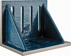 Interstate - 12" Wide x 8" Deep x 9" High Cast Iron Partially Machined Angle Plate - Slotted Plate, Through-Slots on Surface, Webbed, Single Plate - Makers Industrial Supply