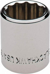 Blackhawk by Proto - 3/8" Drive, Standard Hand Socket - 12 Points, 1" OAL, Chrome Finish - Makers Industrial Supply