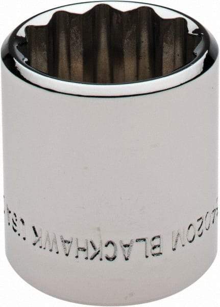 Blackhawk by Proto - 3/8" Drive, Standard Hand Socket - 12 Points, 1-13/64" OAL, Chrome Finish - Makers Industrial Supply