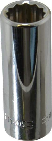 Blackhawk by Proto - 7/16", 3/8" Drive, Deep Hand Socket - 12 Points, 1-13/16" OAL, Chrome Finish - Makers Industrial Supply