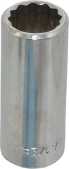 Blackhawk by Proto - 1/2", 3/8" Drive, Deep Hand Socket - 12 Points, 1-13/16" OAL, Chrome Finish - Makers Industrial Supply