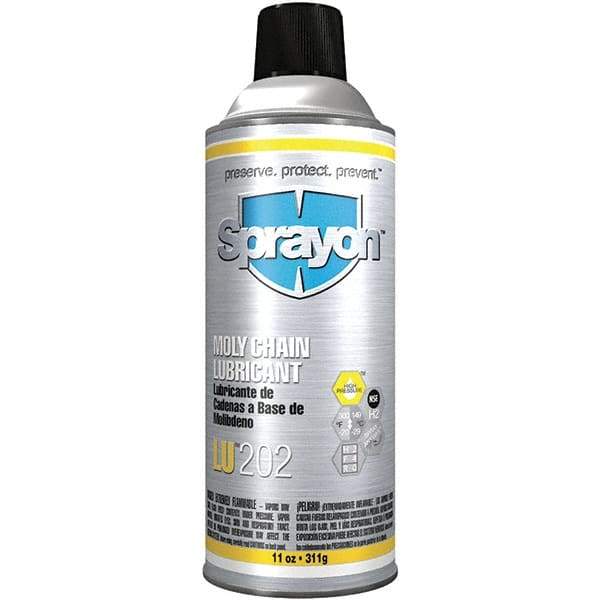 Sprayon - 11 oz Aerosol Extreme Pressure Moly Chain & Cable Lubricant - Light Amber, -20 to 300°F, Food Grade - Makers Industrial Supply