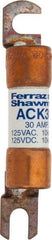 Ferraz Shawmut - 30 Amp Time Delay Round Forklift & Truck Fuse - 125VAC, 125VDC, 3.07" Long x 0.5" Wide, Bussman ACK30, Ferraz Shawmut ACK30 - Makers Industrial Supply