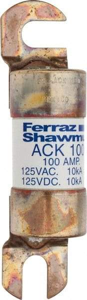 Ferraz Shawmut - 100 Amp Time Delay Round Forklift & Truck Fuse - 125VAC, 125VDC, 4.46" Long x 1" Wide, Bussman ACK100, Ferraz Shawmut ACK100 - Makers Industrial Supply