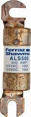 Ferraz Shawmut - 500 Amp General Purpose Round Forklift & Truck Fuse - 125VAC, 125VDC, 4.71" Long x 1" Wide, Bussman ALS500, Ferraz Shawmut ALS500 - Makers Industrial Supply