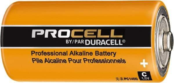 Duracell - Size C, Alkaline, 12 Pack, Standard Battery - 1.5 Volts, Flat Terminal, LR14, ANSI, IEC Regulated - Makers Industrial Supply