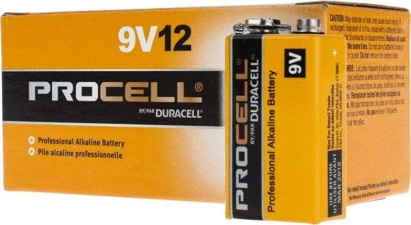 Duracell - Size 9V, Alkaline, Standard Battery - 9 Volts, Miniature Snap Terminal, 6LR61, ANSI, IEC Regulated - Makers Industrial Supply