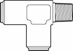 Norgren - 1/2" Outside Diam, 3/8 NPT, Brass Push-to-Connect Tube Male Run Tee - 150 Max psi, Tube to Male Connection, Buna O-Ring - Makers Industrial Supply