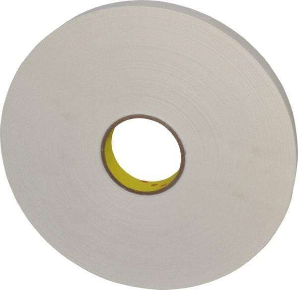 3M - 1" x 72 Yd Rubber Adhesive Double Sided Tape - 1/32" Thick, White, Polyethylene Foam Liner, Continuous Roll, Series 4462W - Makers Industrial Supply