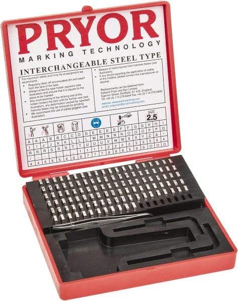 Pryor - 112 Piece, 3/32 Inch Character, Steel Type Set - 12 Character Capacity - Makers Industrial Supply