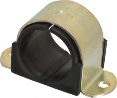 ZSI - 1-1/2" Tube, Steel, Zinc Plated Tube Strap with Cushion - 2 Mounting Holes - Makers Industrial Supply