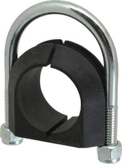 ZSI - 1-1/4" Pipe, Steel U Bolt Clamp with Cushion - Electro Galvanized, 3/4" Panel Thickness - Makers Industrial Supply