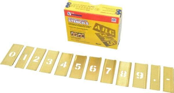 C.H. Hanson - 15 Piece, 1/2 Inch Character Size, Brass Stencil - Contains Figure Set - Makers Industrial Supply