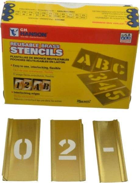 C.H. Hanson - 15 Piece, 3/4 Inch Character Size, Brass Stencil - Contains Figure Set - Makers Industrial Supply