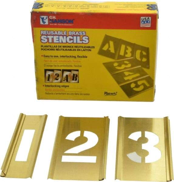 C.H. Hanson - 15 Piece, 1-1/2 Inch Character Size, Brass Stencil - Contains Figure Set - Makers Industrial Supply