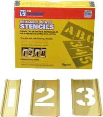 C.H. Hanson - 15 Piece, 2 Inch Character Size, Brass Stencil - Contains Figure Set - Makers Industrial Supply