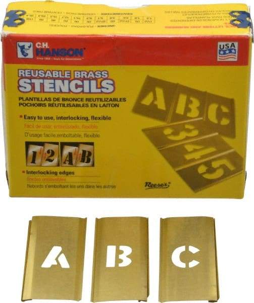 C.H. Hanson - 33 Piece, 1/2 Inch Character Size, Brass Stencil - Contains Letter Set - Makers Industrial Supply