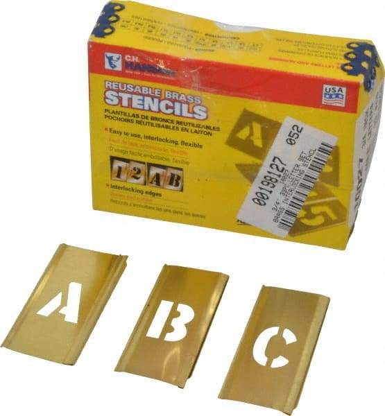 C.H. Hanson - 33 Piece, 3/4 Inch Character Size, Brass Stencil - Contains Letter Set - Makers Industrial Supply