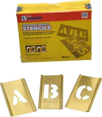 C.H. Hanson - 33 Piece, 1 Inch Character Size, Brass Stencil - Contains Letter Set - Makers Industrial Supply