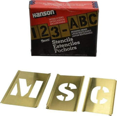 C.H. Hanson - 33 Piece, 1-1/2 Inch Character Size, Brass Stencil - Contains Letter Set - Makers Industrial Supply