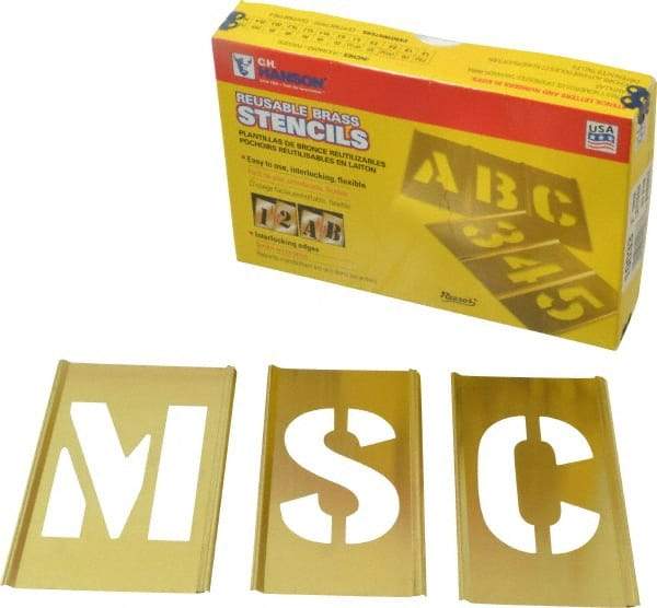 C.H. Hanson - 33 Piece, 3 Inch Character Size, Brass Stencil - Contains Letter Set - Makers Industrial Supply