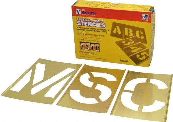 C.H. Hanson - 33 Piece, 6 Inch Character Size, Brass Stencil - Contains Letter Set - Makers Industrial Supply