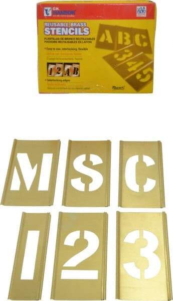 C.H. Hanson - 92 Piece, 2-1/2 Inch Character Size, Brass Stencil - Contains Three A Fonts - Makers Industrial Supply