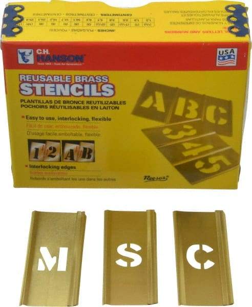 C.H. Hanson - 45 Piece, 1/2 Inch Character Size, Brass Stencil - Makers Industrial Supply