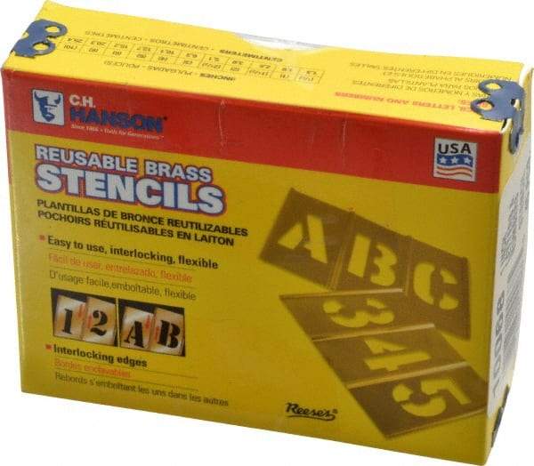 C.H. Hanson - 45 Piece, 1 Inch Character Size, Brass Stencil - Makers Industrial Supply