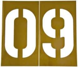 C.H. Hanson - 13 Piece, 12 Inch Character Size, Brass Stencil - Contains Numbers - Makers Industrial Supply