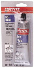 Loctite - 70 mL Tube Blue RTV Silicone Gasket Sealant - 500°F Max Operating Temp, 30 min Tack Free Dry Time, 24 hr Full Cure Time, Series 587 - Makers Industrial Supply