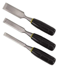 Stanley - 3 Piece Wood Chisel Set - 7-3/4" OAL, Sizes Included 1/2 to 1" - Makers Industrial Supply