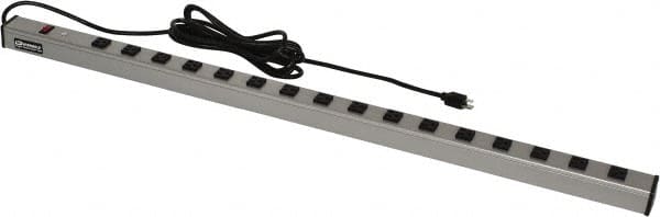 Wiremold - 16 Outlets, 120 Volts, 15 Amps, 15' Cord, Power Outlet Strip - Raceway Mount, 5-15 NEMA Configuration, 48" Strip, cULus Listed - Makers Industrial Supply