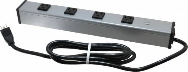 Wiremold - 4 Outlets, 120 Volts, 15 Amps, 6' Cord, Power Outlet Strip - Free Hanging Mount, 5-15 NEMA Configuration, 16" Strip, cULus Listed - Makers Industrial Supply